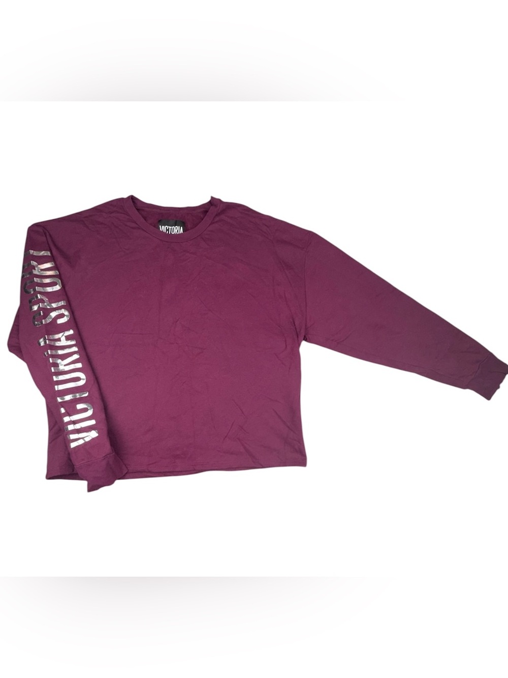 Victoria’s Secret Sport Purple Logo Medium Slouchy Crew Pullover Sweatshirt VS